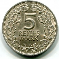 Germania, Repubblica di Weimar (1919-1933): 5 marchi 1925-A "RHINELAND" (KM#47)