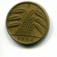 Germania, Repubblica di Weimar (1919-1933): 10 reichspfennig 1924-F (KM#40)