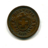Svizzera, Confederazione: 1 rappen 1887