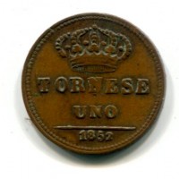 Napoli, Ferdinando II (1830-1859): 1 tornese 1852 (Gigante#300)
