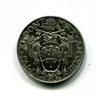 Vaticano, Pio XI (1929-1938): 1 lira 1934-XIII (Gigante#43), macchie verdi