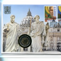 Vaticano 2017: 2 euro commemorativi "1950° Anniversario Del Martirio Dei Santi Pietro e Paolo" in confezione originale
