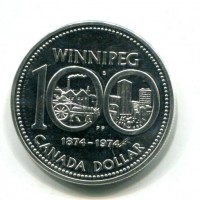 Canada, Elisabetta II (1952-2022): 1 dollaro 1974 "Winnipeg" (KM#87a)