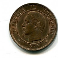 Francia, Napoleone III (1852-1870): 10 centesimi 1853-A(Gadoury#248), rame rosso