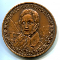 San Marino 1973: medaglia "Alessandro Manzoni", diametro 60 mm. Gr. 85.76

