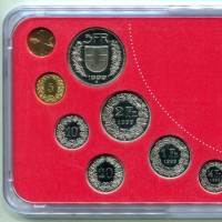 Svizzera, Confederazione: serie zecca 1999 "Fete des Vignerons" (9 pezzi, dal 5 franchi, 2 tipi, al 1 cent), nella confezione originale