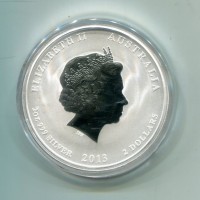 Australia, Elisabetta II (1952-2022): 2 dollari 2013 "Calendario lunare - anno del Serpente"