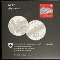 Svizzera, Confederazione: 20 franchi 2020 "Neat Alptransit - Ceneri", in confezione originale