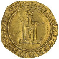 Genova, Antoniotto Adorno (1522-1527): scudo d'oro (MIR#168; CNI#11/19; Lunardi#174; Friedberg#399), grammi 3,42