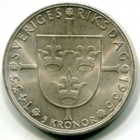 Svezia, Gustaf V (1907-1950): 5 kronor 1935 (KM#806)
