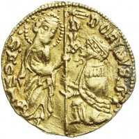 Fogliavecchia, Dorino Gattilusio (1346-1455): ducato ad imitazione di quello veneziano (Lunardi#D3f), grammi 3.36, mm 20