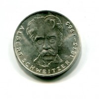 Germania, Rep. Federale (dal 1949): 5 marchi 1975-G "Albert Schweitzer" (KM#143)