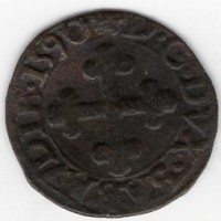 Carlo Emanuele I (1580-1630): quarto 1590, II tipo (MIR,373#676e)
