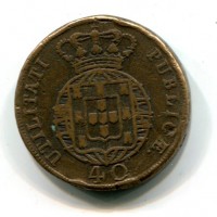 Portogallo, Joao VI (1816-1826): 40 reis 1821 (pataco) (KM#370), colpetti al bordo