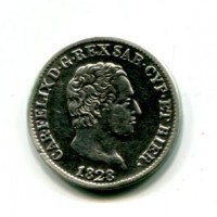 Carlo Felice (1821-1831): 50 centesimi 1828-To "L" (Gigante#93)