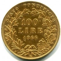 Roma, Pio IX (1846-1870): 100 lire 1866 (Gigante#257)
