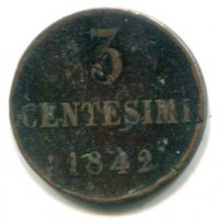 Carlo Alberto (1831-1849): 3 centesimi 1842 (Gigante#159)
