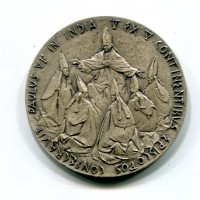 Paolo VI (1963-1978): medaglia 1964 "Viaggio in India", opus Senesi (De Luca#pag.370), diametro 44mm, in confezione uffficiale rovinata, chiusura non funzionante