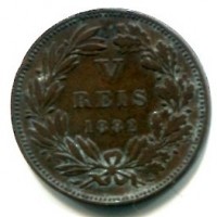Portogallo, Luiz I (1861-1889): 5 reis 1882 (KM#525)
