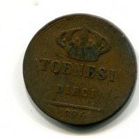 Napoli, Ferdinando I (1816-1825): 10 tornesi 1825