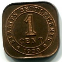 Straits Settlements, Giorgio V (1910-1936): 1 cent. 1920 (KM#32)

