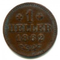 Germania, Frankfurt, città libera (1815-1867): 1 heller 1862 (KM#327)
