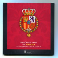Spagna 2018: serie euro, in confezione originale zecca "50° Anniv. Nascita Re Felipe VI"