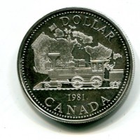 Canada, Elisabetta II (1952-2022): 1 dollaro 1981 "Treno" (KM#_), graffietti