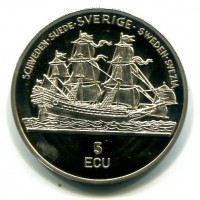 Svezia, Carl Gustaf XVI (dal 1973): 5 ecu 1992 (KM#X12)
