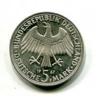 Germania, Rep. Federale (dal 1949): 5 marchi 1967-F "A. von Humboldt" (KM#120.1)
