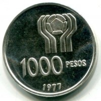 Argentina: 1000 pesos 1977 "1978 Soccer Championship" (KM#78)
