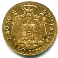 Milano, Napoleone I (1804-1814): 40 lire 1808 (Gigante#72b)