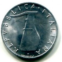 Repubblica Italiana (dal 1946): 5 lire 1955 "Delfino" (Gigante#286)