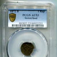 Svizzera, Confederazione: 1 rappen 1872, in slab PCGS AU53
