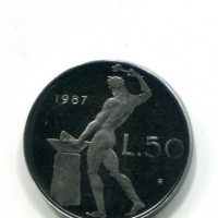 Repubblica Italiana (dal 1946): 50 lire 1987 "Vulcano", da confezione zecca