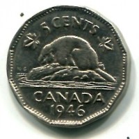 Canada, Giorgio VI (1936-1952): 5 cent 1946 (KM#39a)
