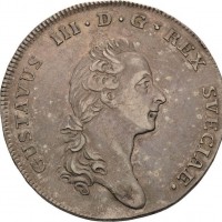 Svezia, Gustaf III (1771-1792): riksdaler 1776-OL, zecca di Stoccolma (Davenport#1735, AAH#43)