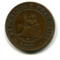Indocina Francese: 1 cent. 1887-A (KM#1)
