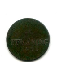 Germania, Bayern, Maximiliam IV Josef (1806-1825): 1 pfennig 1821 (KM#680)
