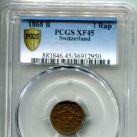 Svizzera, Confederazione: 1 rappen 1868, in slab PCGS XF45
