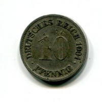 Germania, Guglielmo II (1888-1918): 10 pfennig 1901-G (KM#12)
