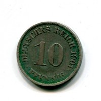 Germania, Guglielmo II (1888-1918): 10 pfennig 1901-J (KM#12)