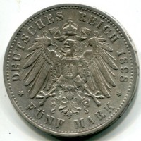 Germania, Prussia, Guglielmo II (1888-1918): 5 marchi 1898-A (KM#523)