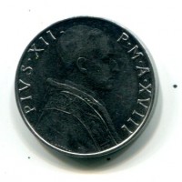Vaticano, Pio XII (1939-1958): 50 lire 1956-XVIII (Gigante#122)
