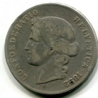 Svizzera, Confederazione: 5 franchi 1892
