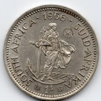 Sud Africa, Elisabetta II (1952-1960): 1 scellino 1956 (KM#49)

