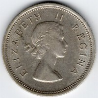 Sud Africa, Elisabetta II (1952-1960): 1 scellino 1956 (KM#49)
