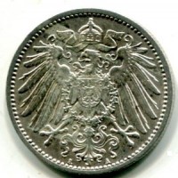 Germania, Guglielmo II (1888-1918): 1 marco 1909-A (KM#14)
