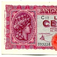 Luogotenenza: 100 lire 10/12/1944 "Italia Turrita" (Gigante,BI#25A)
