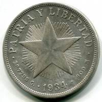 Cuba: 1 peso 1934 (KM#15.2)
